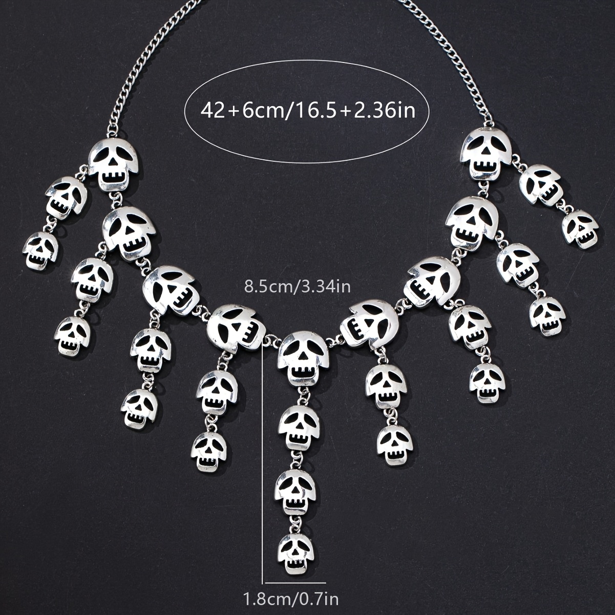 Women's Silvery Skull Tassel Pendant Necklace